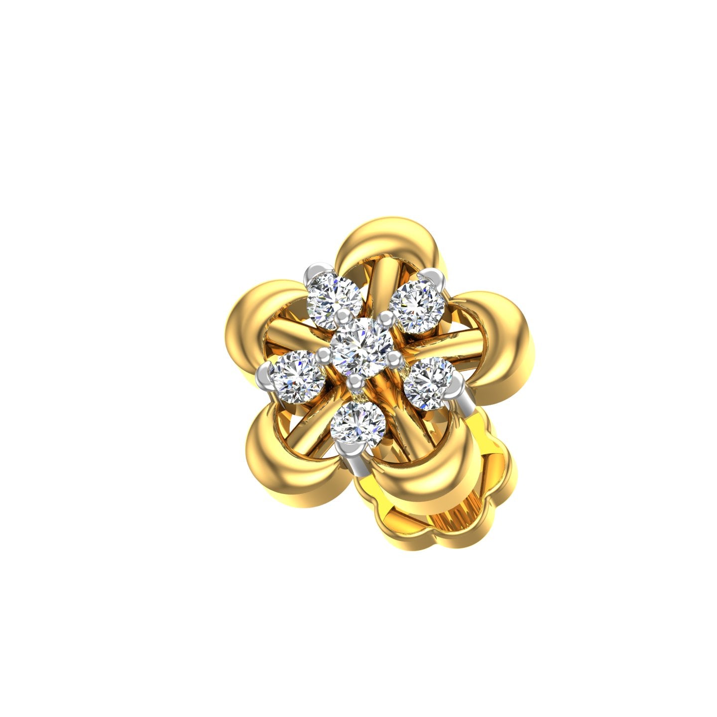 Golden Blossom Diamond Nose Pin