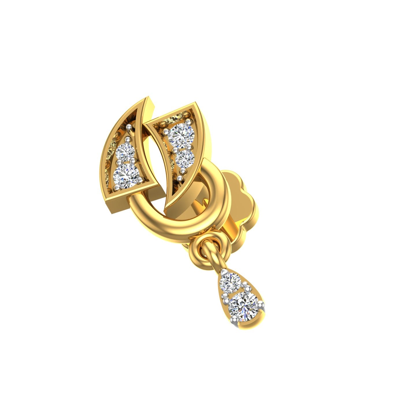 Leaf Cascade Diamond Nose Pin