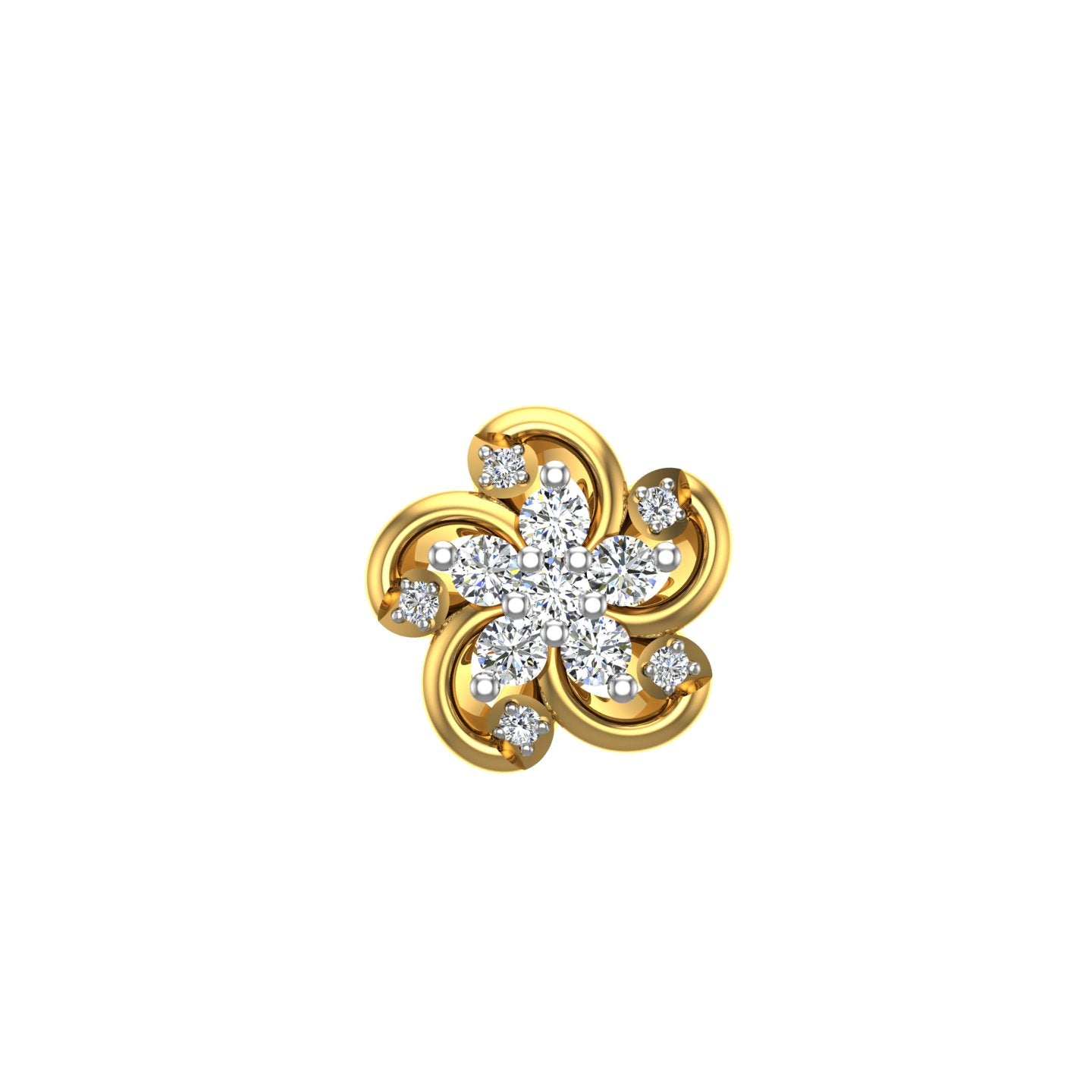 Golden Whirl Diamond Nose Pin