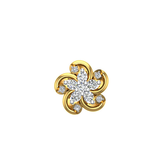 Golden Whirl Diamond Nose Pin