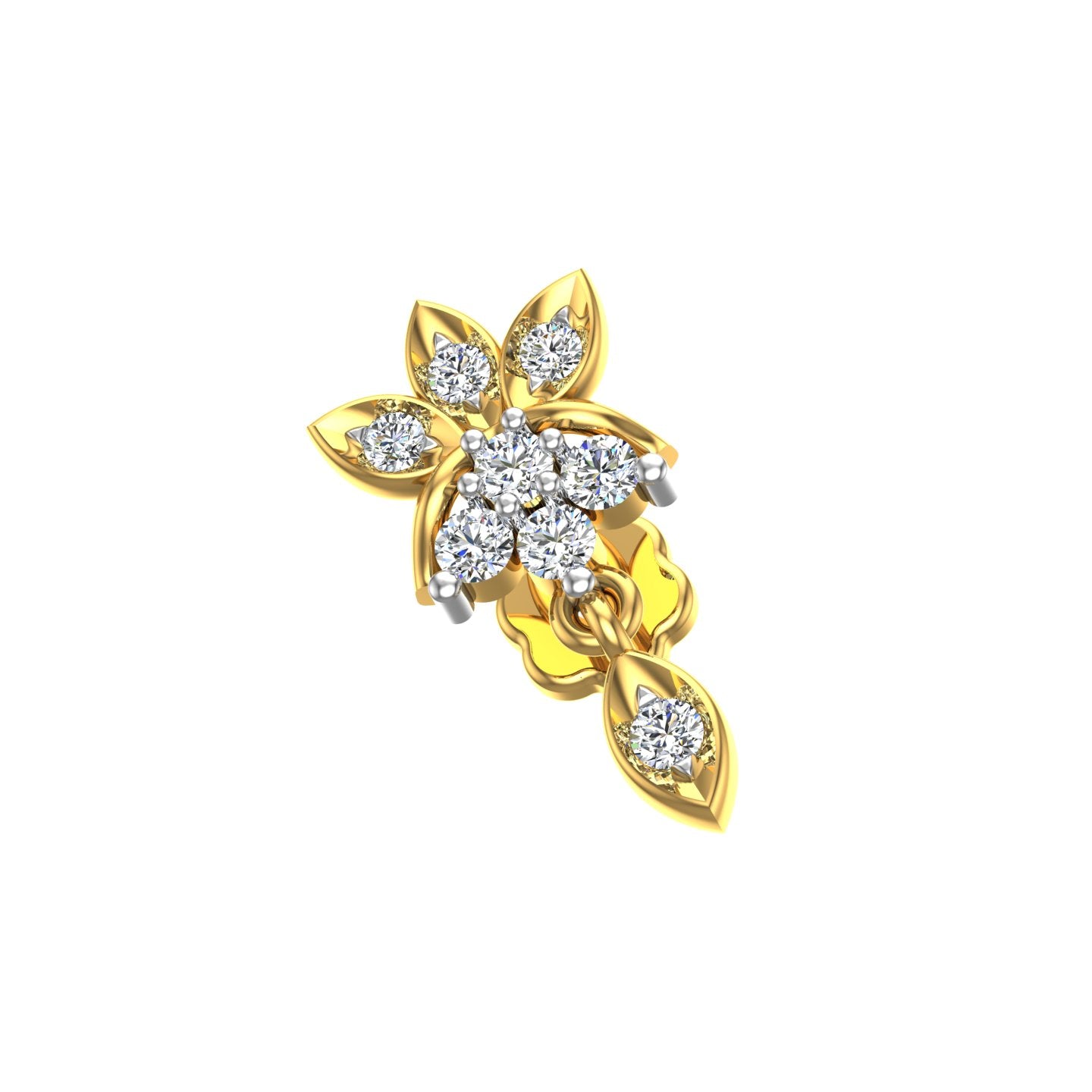 Royal Lotus Drop Diamond Nose Pin