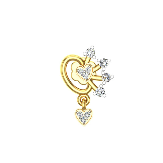 Cupid Heart Drop Diamond Nose Pin