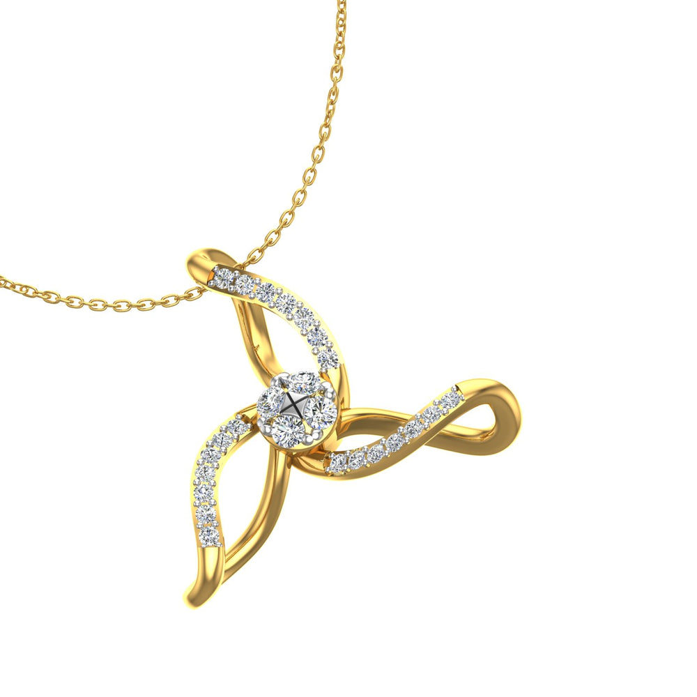 Floral Pinwheel Gold Pendant