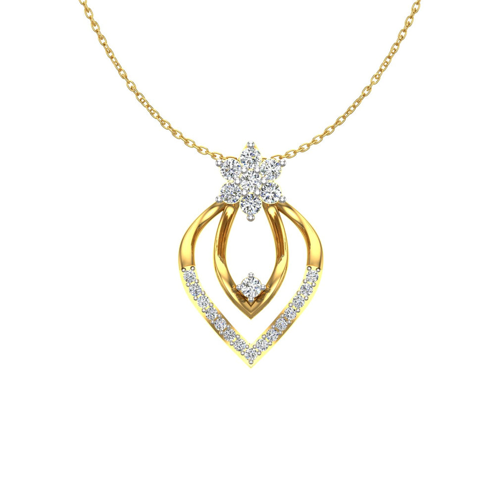 Floral Cluster Drop Gold Pendant