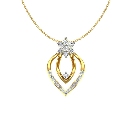 Floral Cluster Drop Gold Pendant