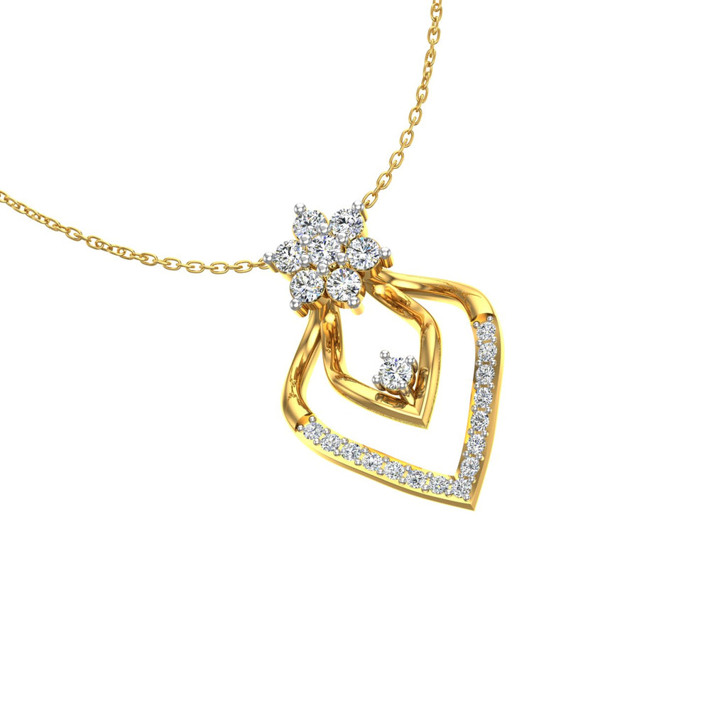 Floral Cluster Drop Gold Pendant