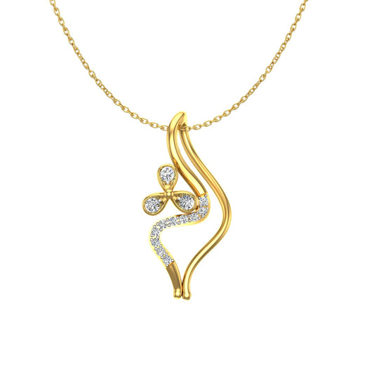 Floral S-Wave Gold Pendant