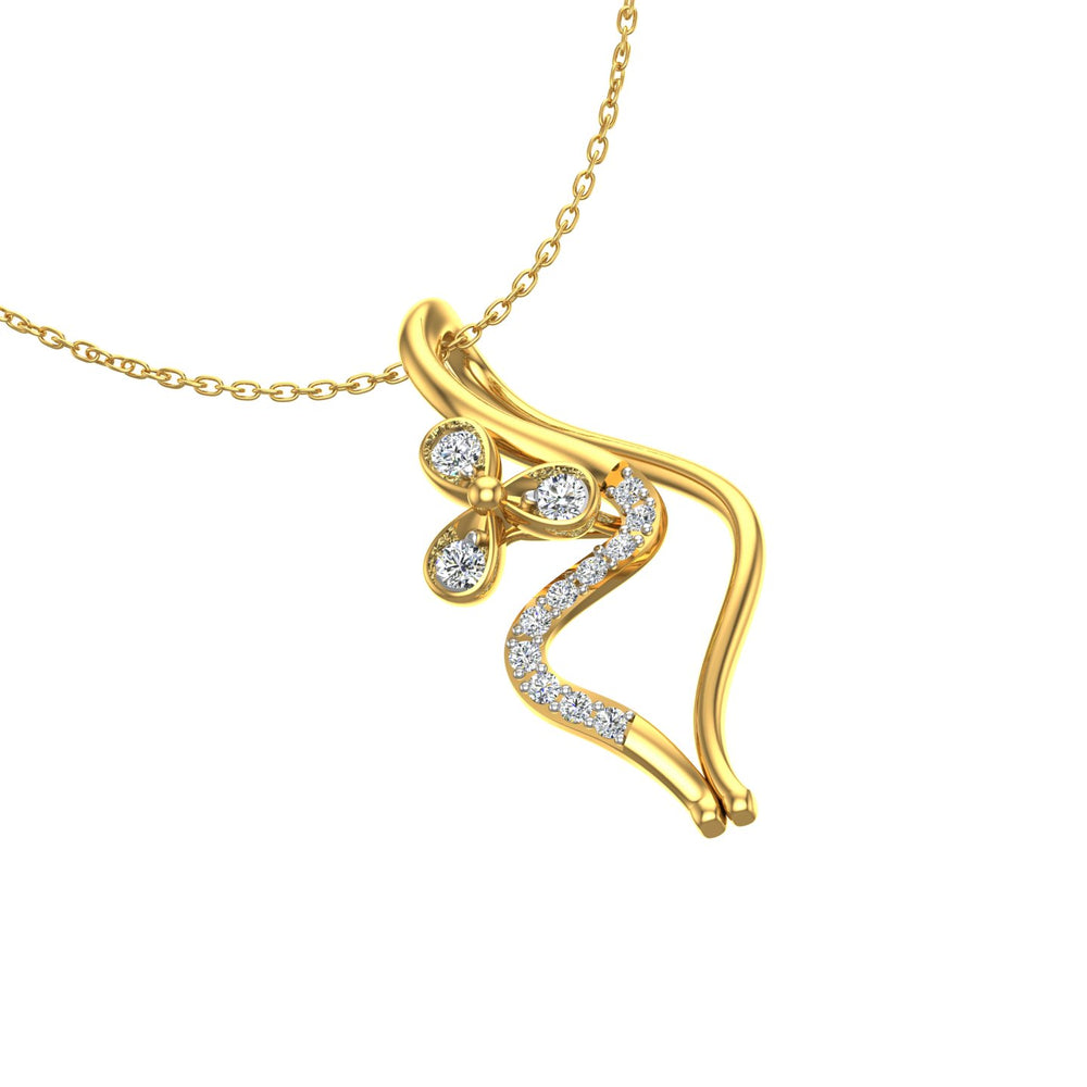 Floral S-Wave Gold Pendant