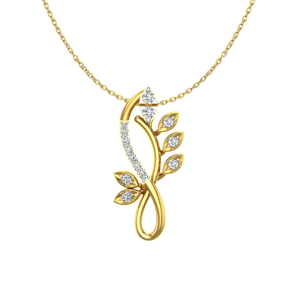 Floral Leaf Branch Gold Pendant
