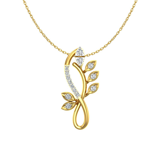 Floral Leaf Branch Gold Pendant