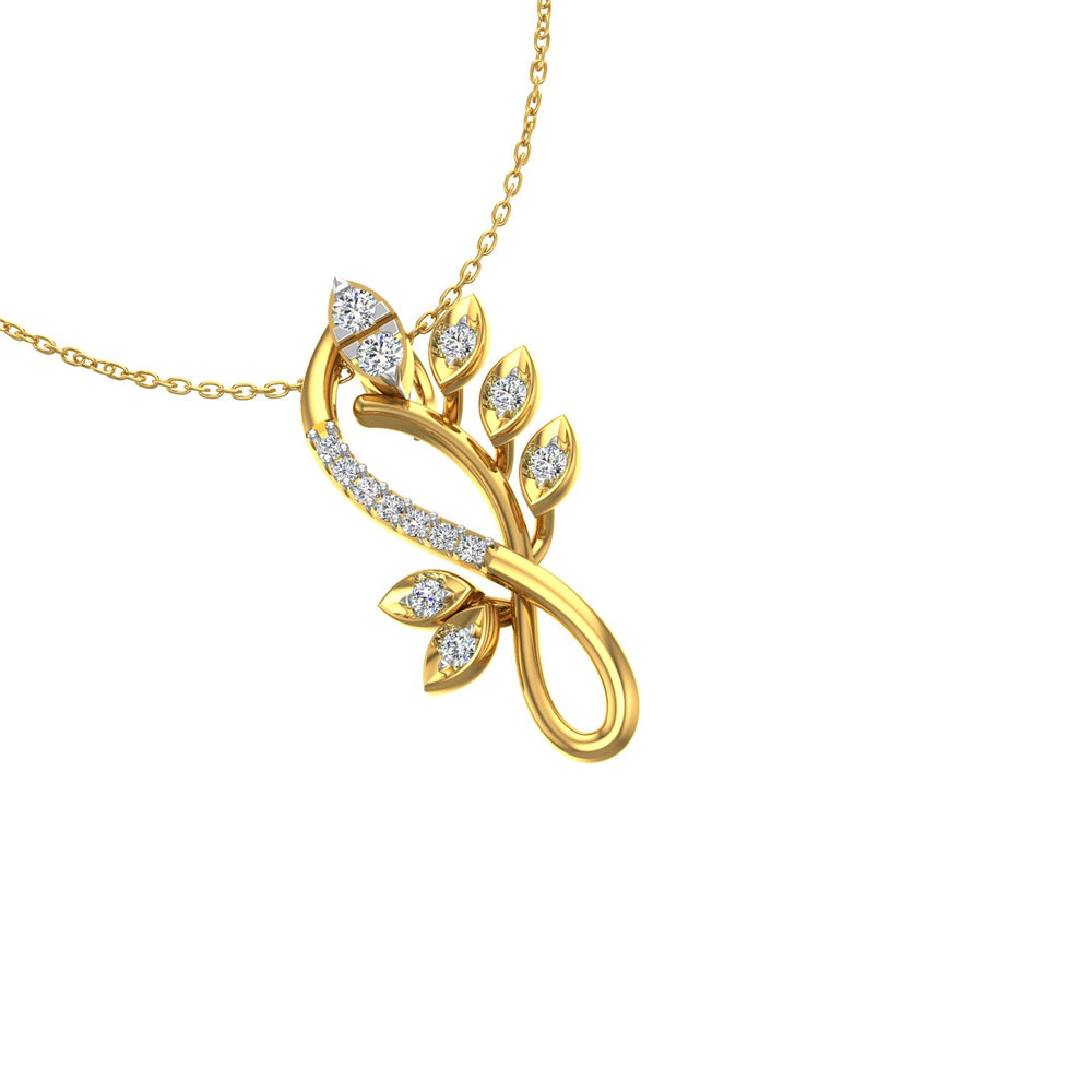 Floral Leaf Branch Gold Pendant