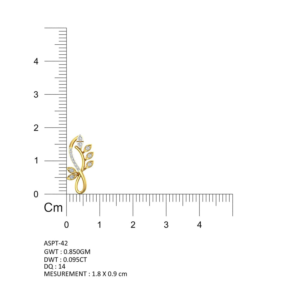 Floral Leaf Branch Gold Pendant