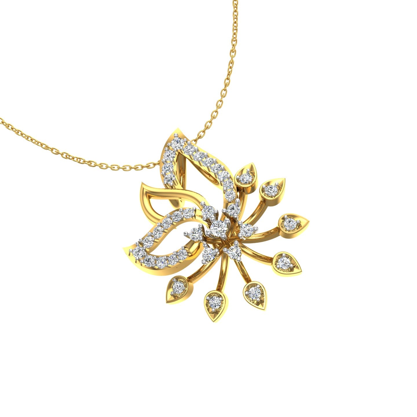 Lotus Sunburst Gold Pendant
