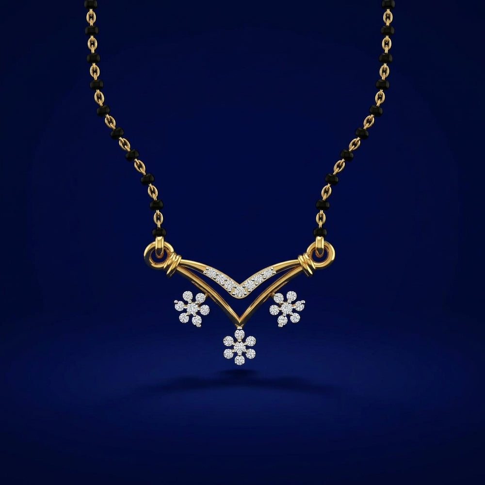 Triple Flowery Diamond Mangalsutra