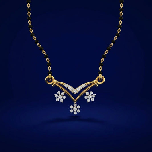 Triple Flowery Diamond Mangalsutra