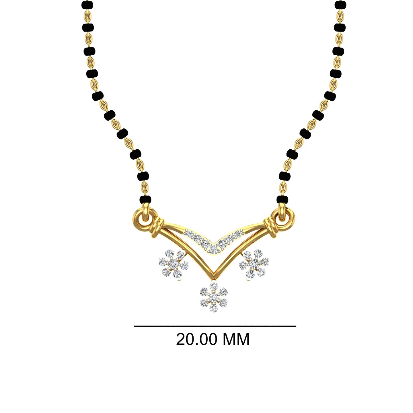 Triple Flowery Diamond Mangalsutra