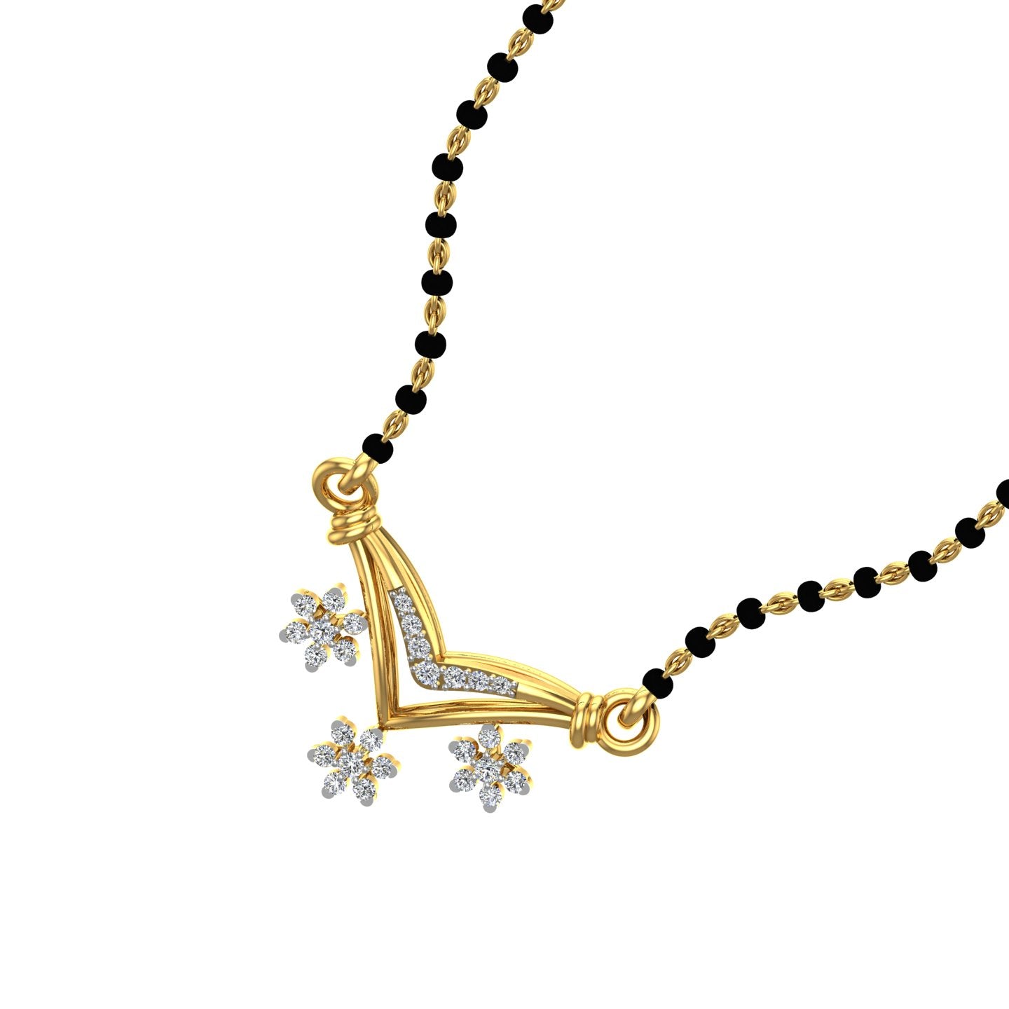 Triple Flowery Diamond Mangalsutra