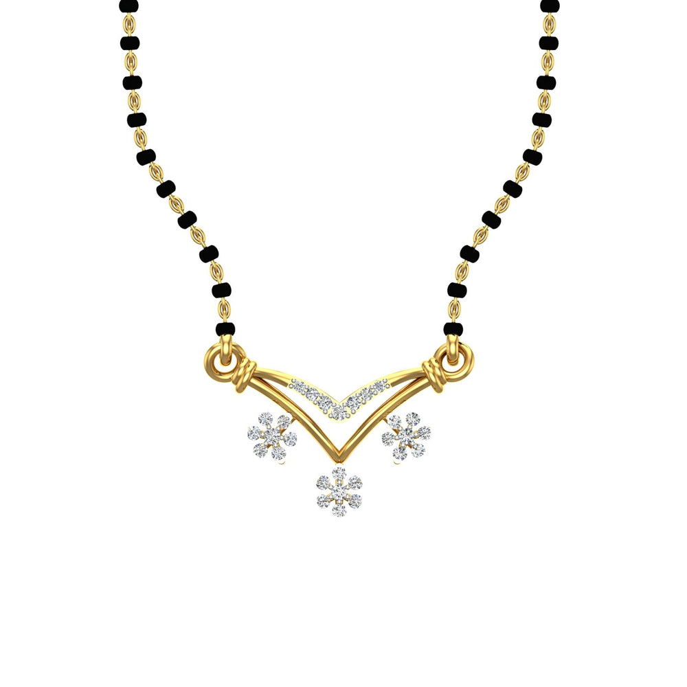 Triple Flowery Diamond Mangalsutra