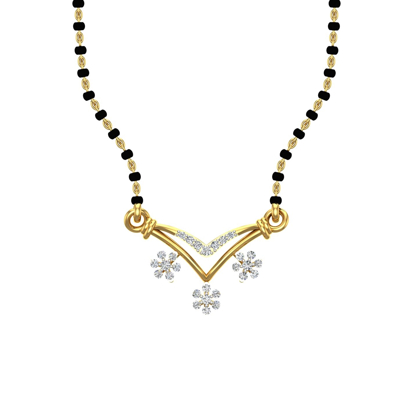 Triple Flowery Diamond Mangalsutra