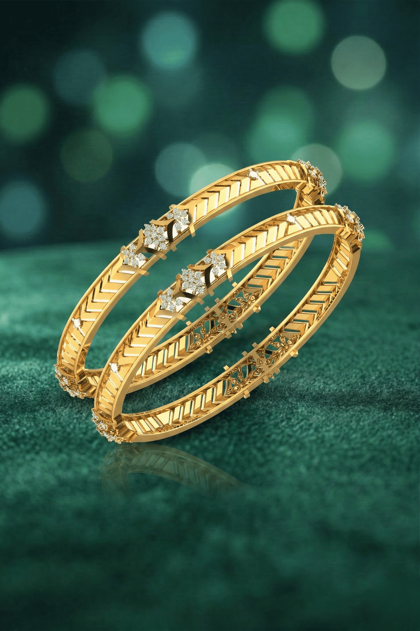 Emerald Chevron Diamond Bangles