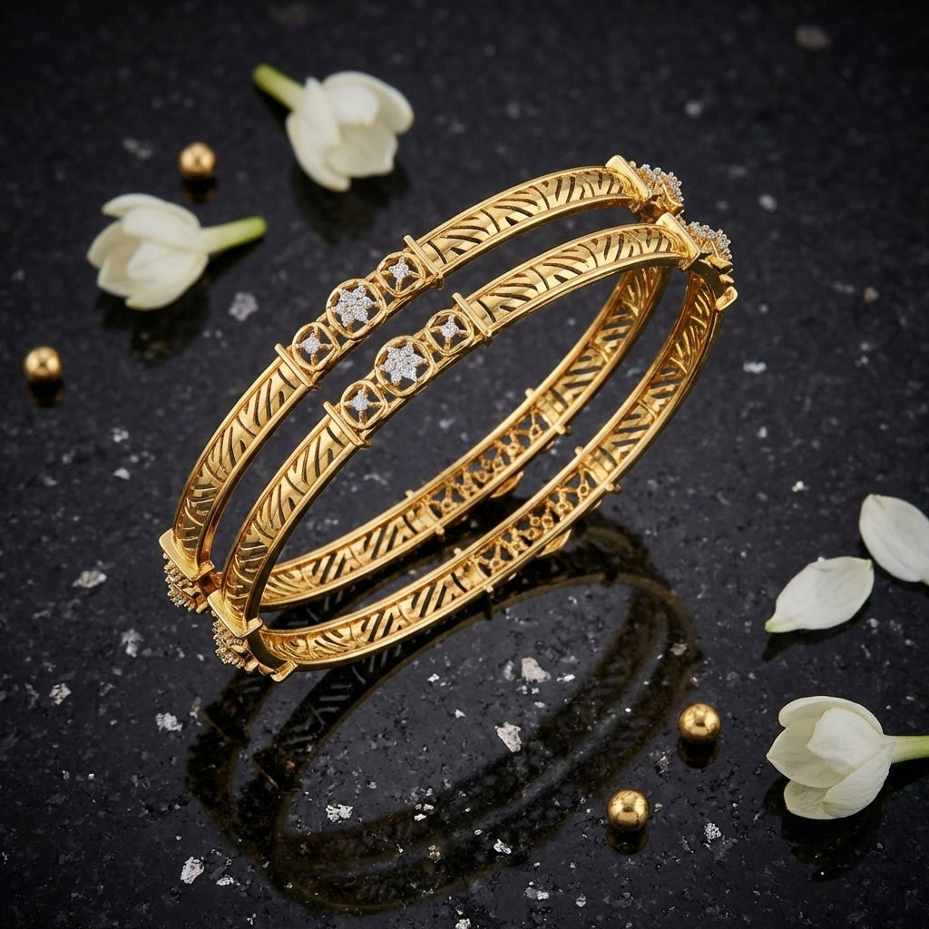Floral Harmony Diamond Bangles