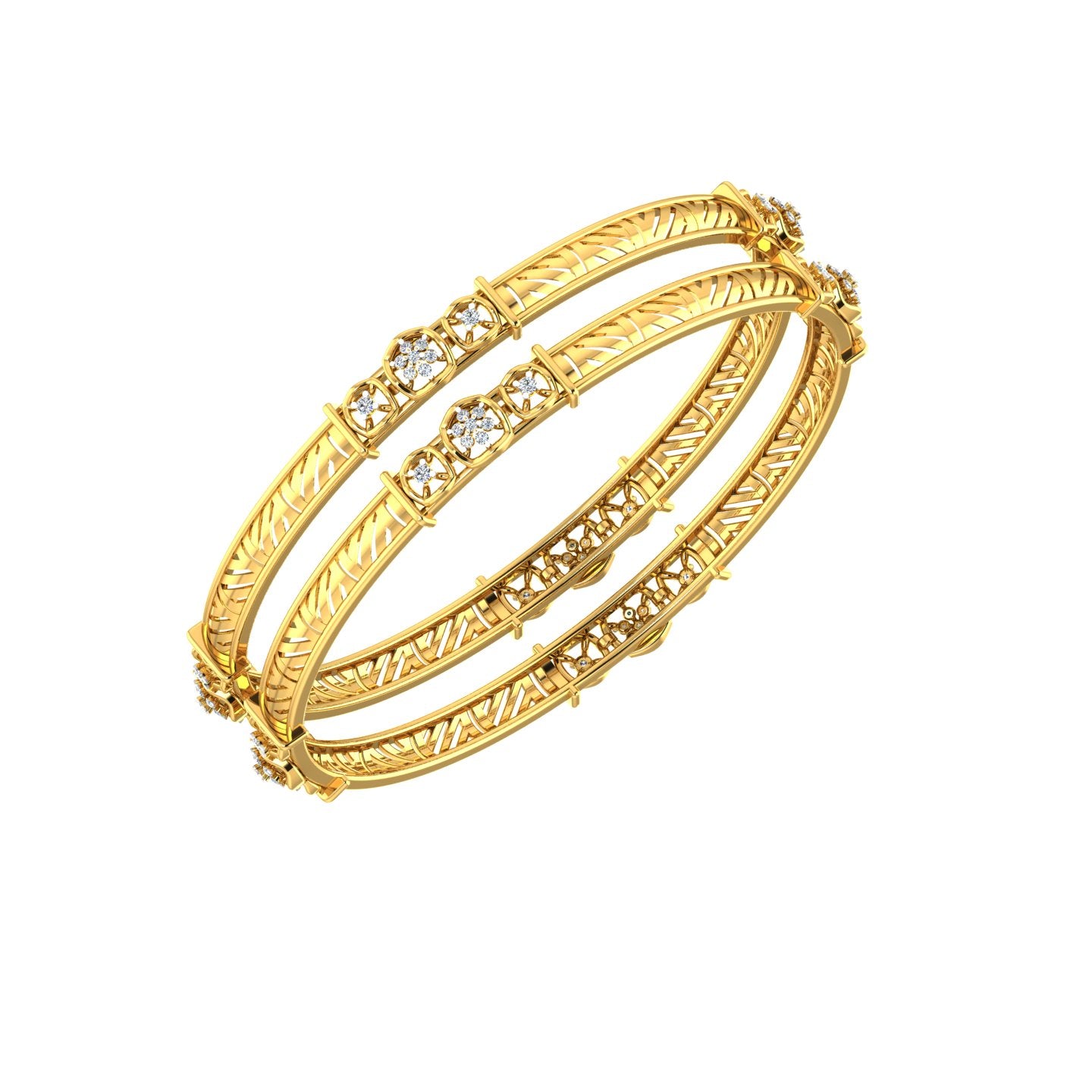 Floral Harmony Diamond Bangles