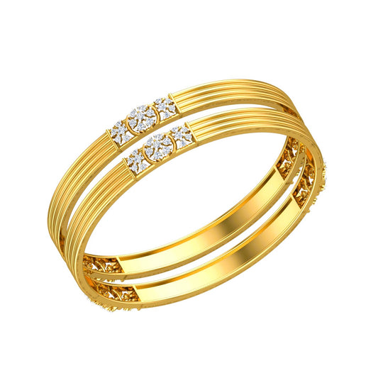 Multi-line gold-plated bangle