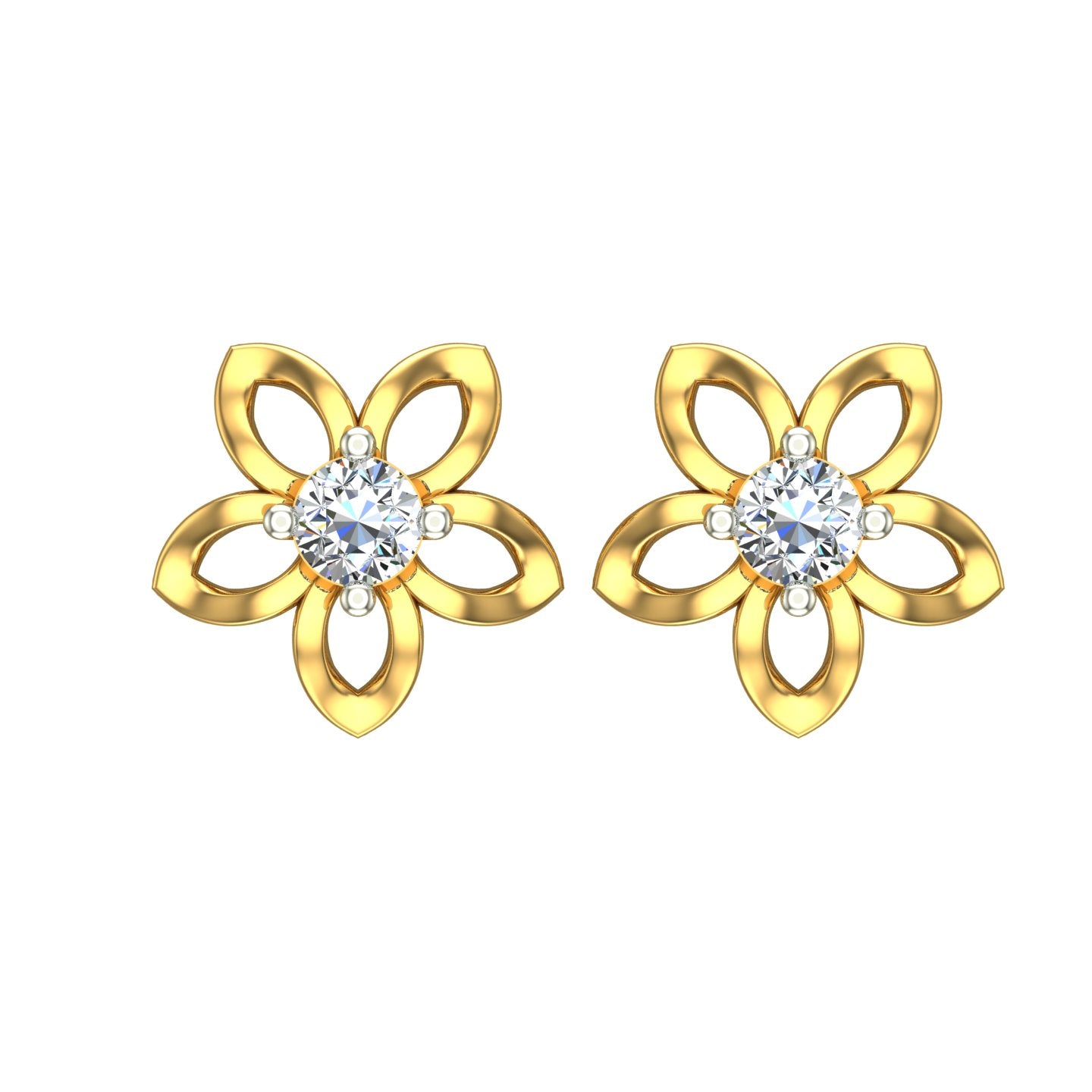 Golden Blossom Solitaire Ear Tops