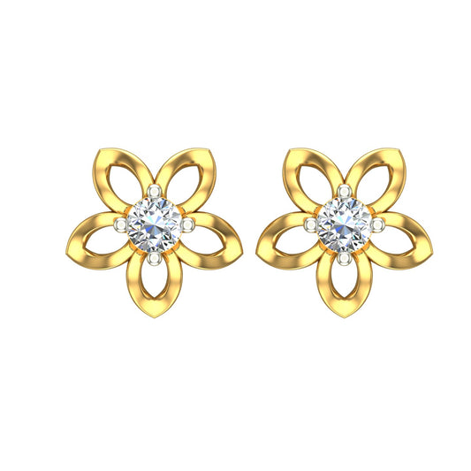 Golden Blossom Solitaire Ear Tops