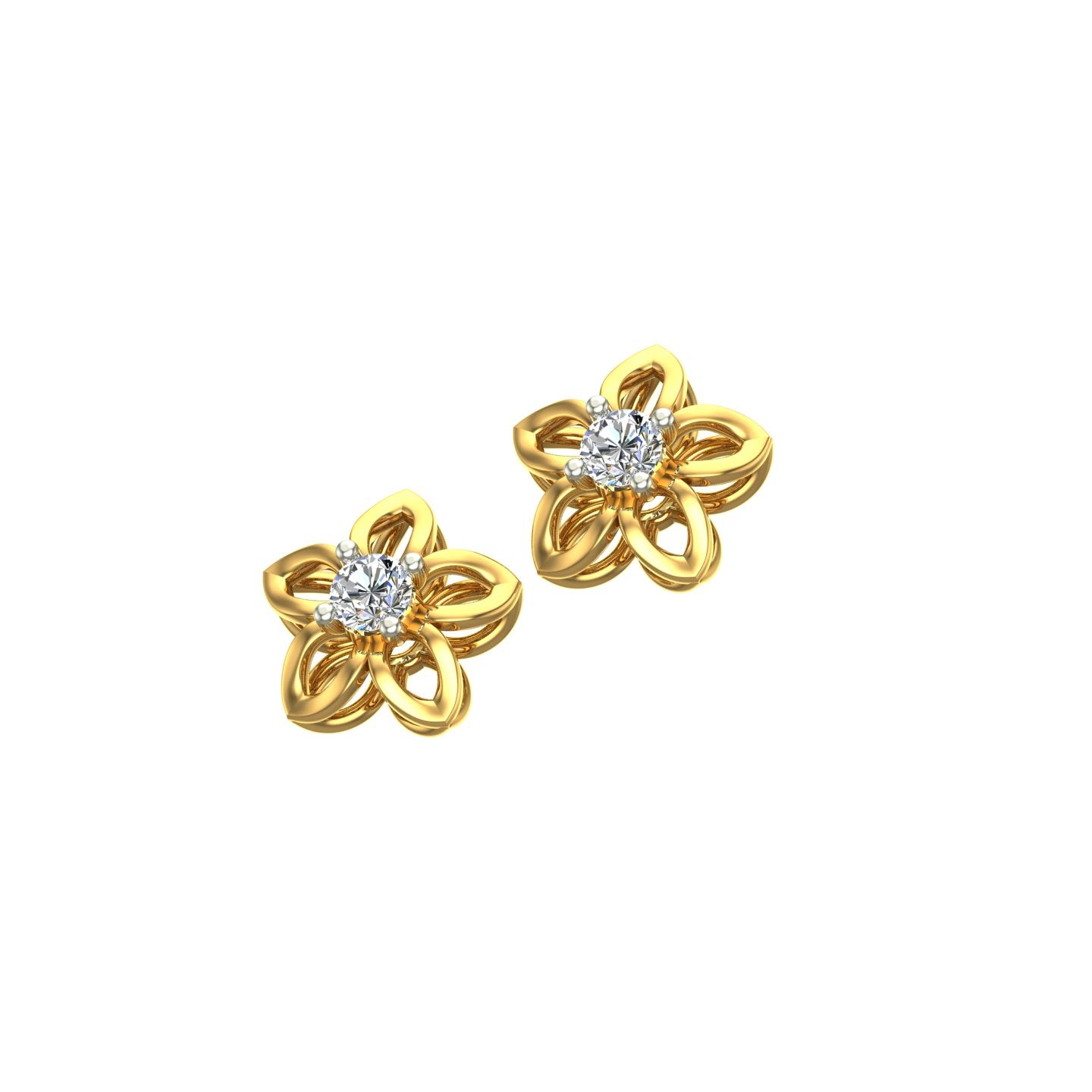 Golden Blossom Solitaire Ear Tops