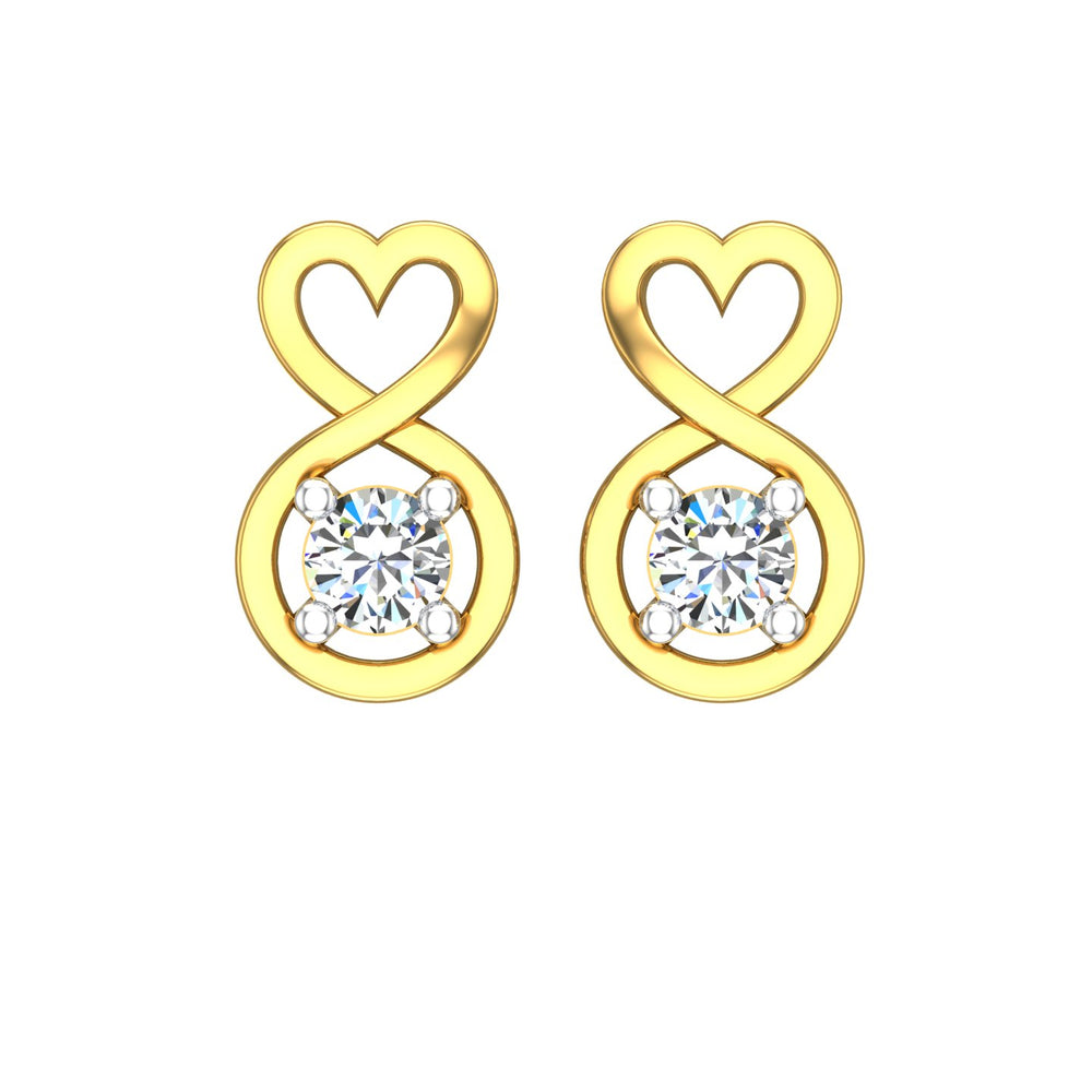 Infinity Heart Solitaire Ear Tops