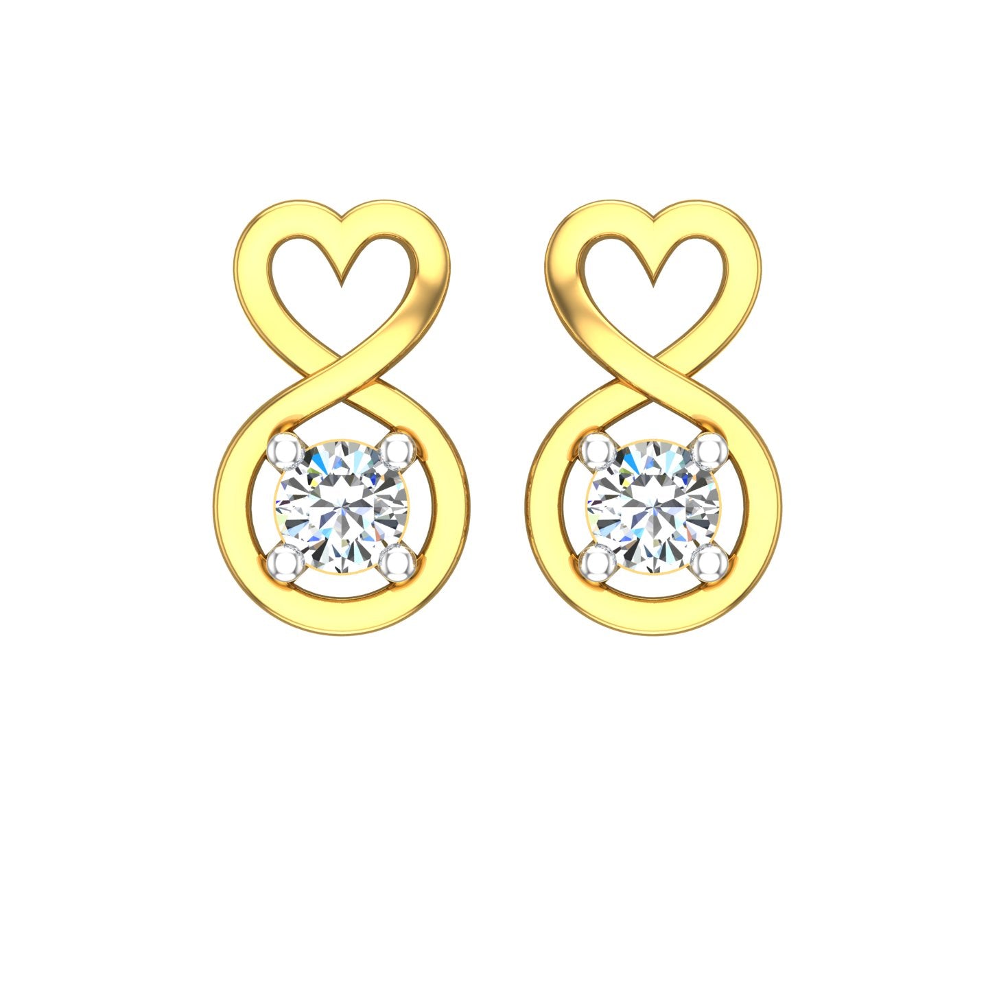 Infinity Heart Solitaire Ear Tops