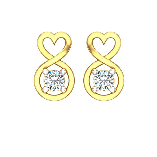 Infinity Heart Solitaire Ear Tops