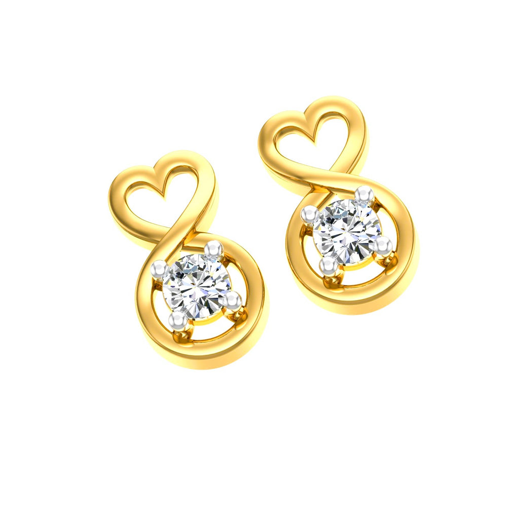 Infinity Heart Solitaire Ear Tops