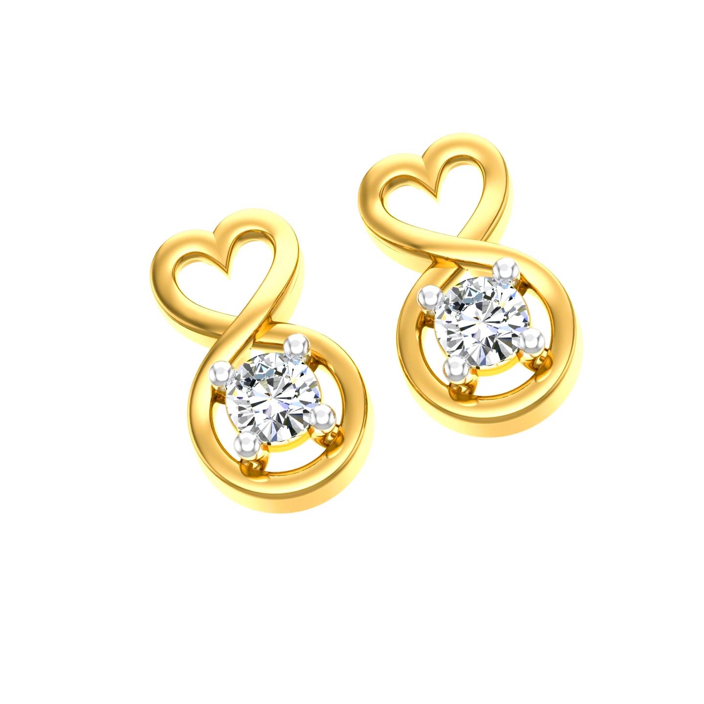 Infinity Heart Solitaire Ear Tops