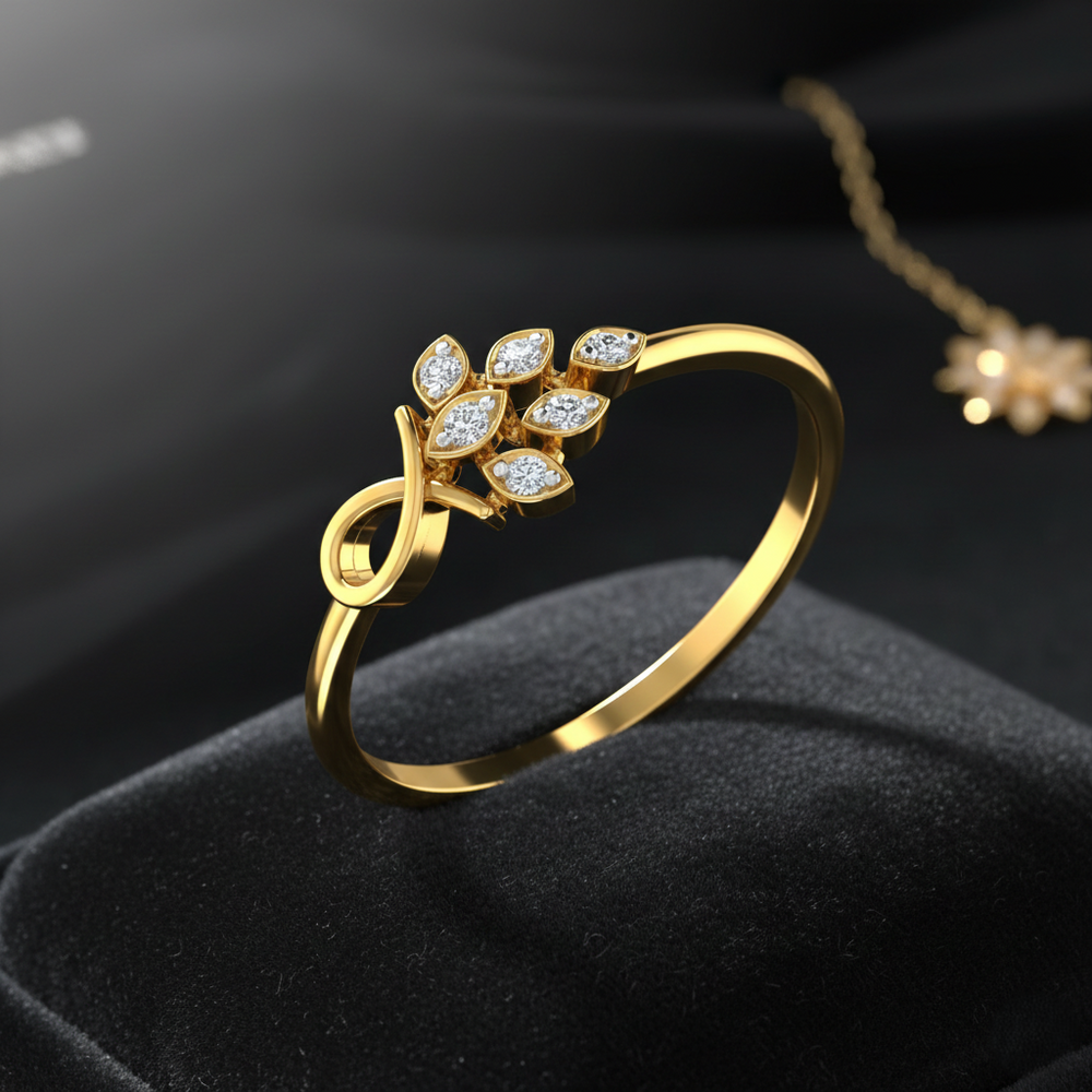 Golden Laurel Diamond Ring