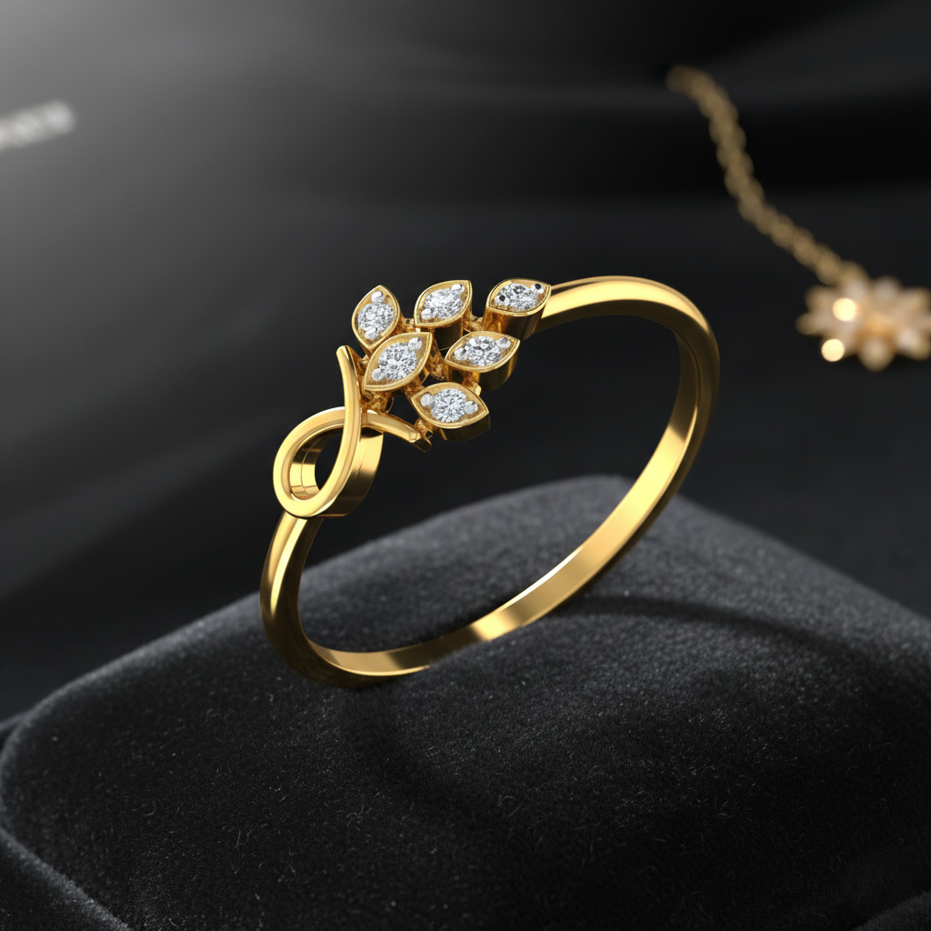 Golden Laurel Diamond Ring