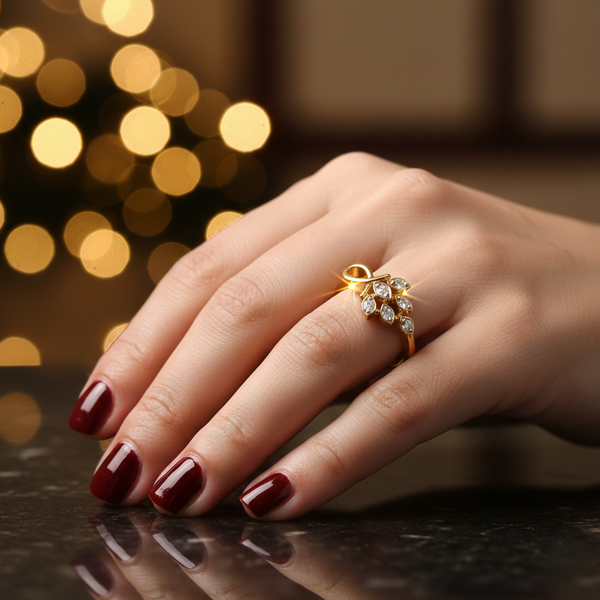 Golden Laurel Diamond Ring hover image
