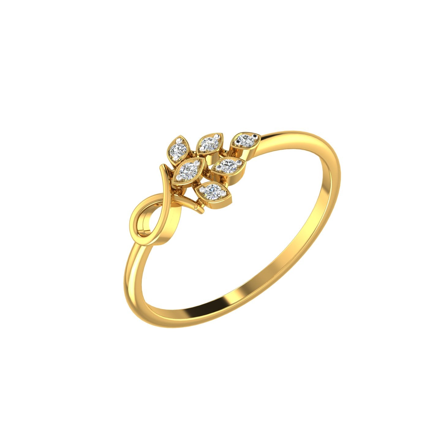 Golden Laurel Diamond Ring