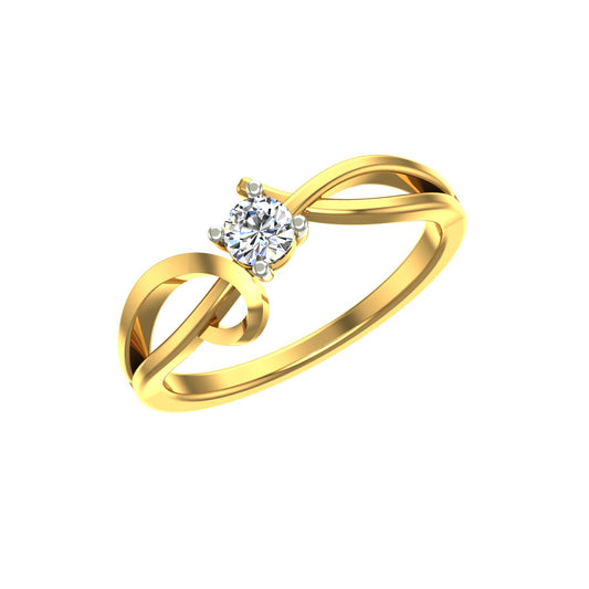 Asymmetric Wave Twist Solitaire Ring