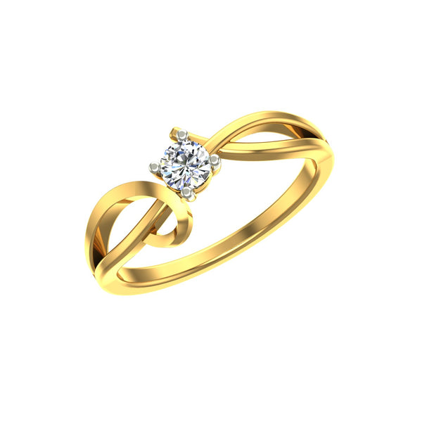 Asymmetric Wave Twist Solitaire Ring