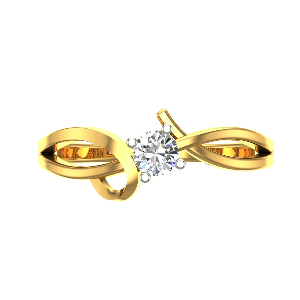 Asymmetric Wave Twist Solitaire Ring