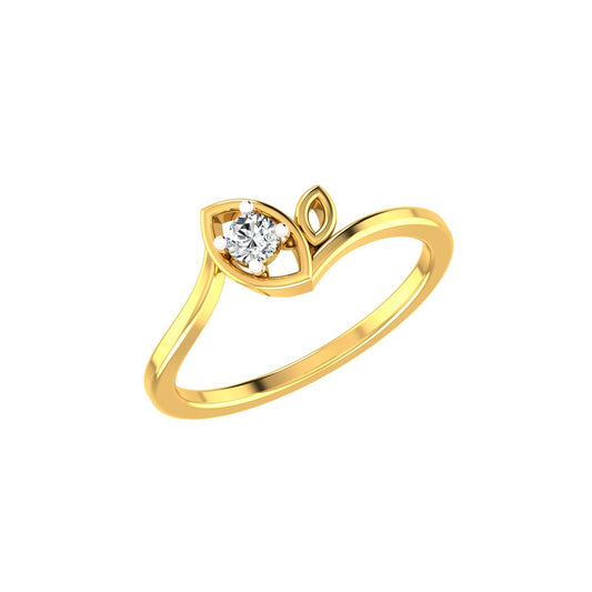 Floral Leaf Solitaire Ring