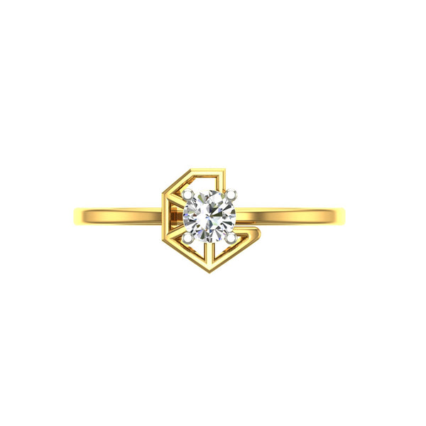 Hexagonal Origami Solitaire Ring hover image