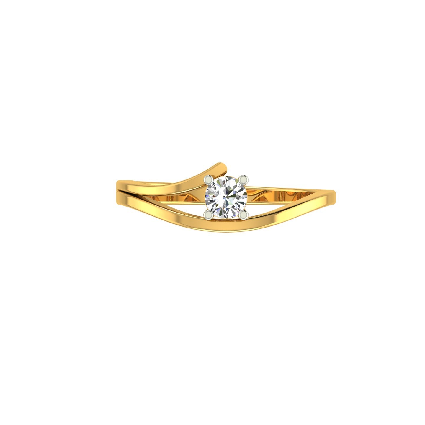 Curved Bypass Solitaire Ring