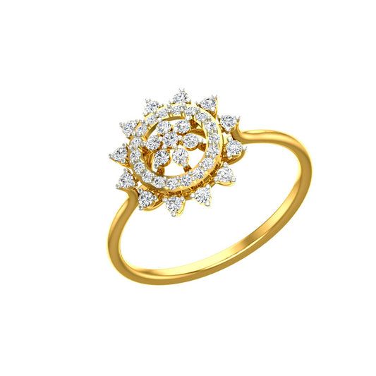 GIVA Gold Radiant Wheel Diamond Studded Ladies Ring