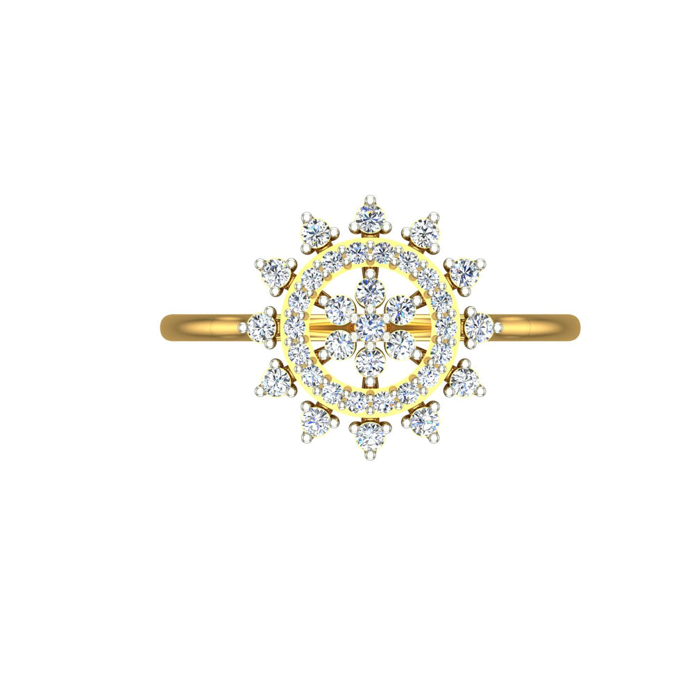 GIVA Gold Radiant Wheel Diamond Studded Ladies Ring