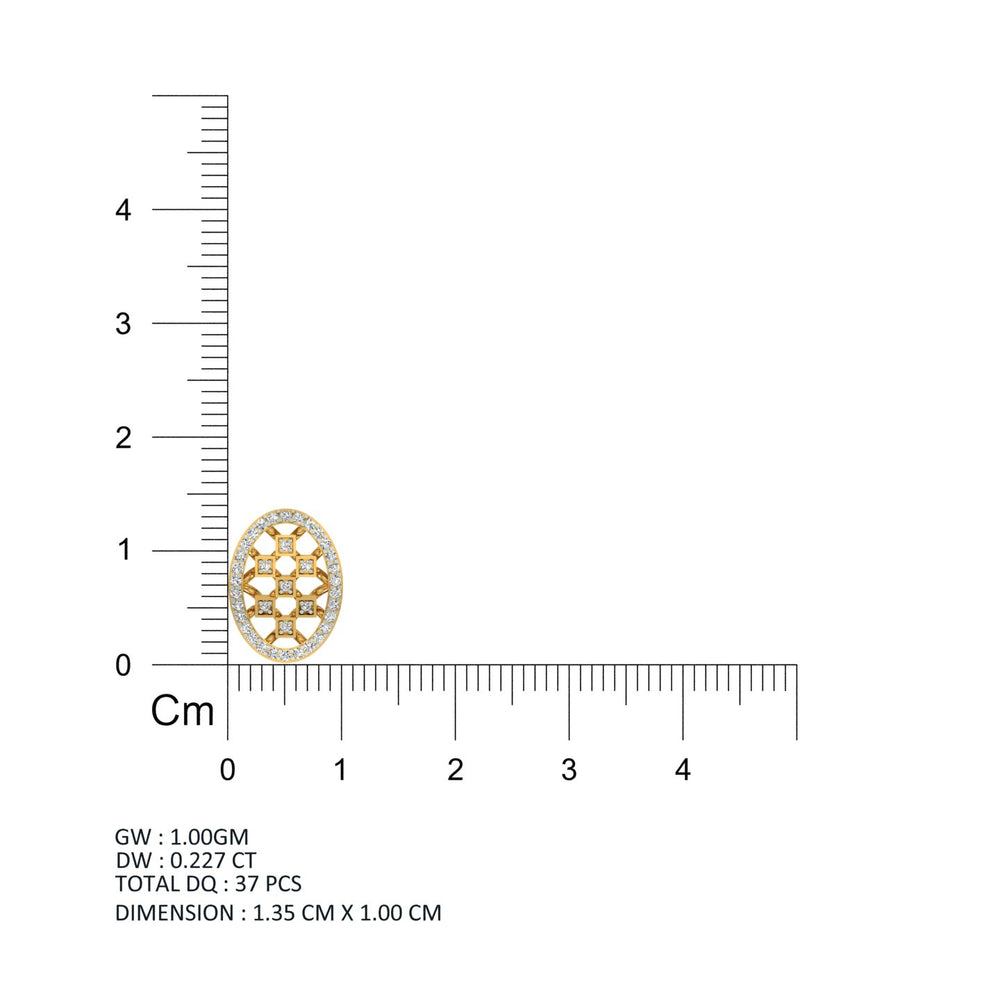 Oval Honeycomb Lattice Gold Pendant