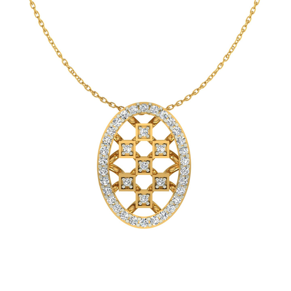 Oval Honeycomb Lattice Gold Pendant