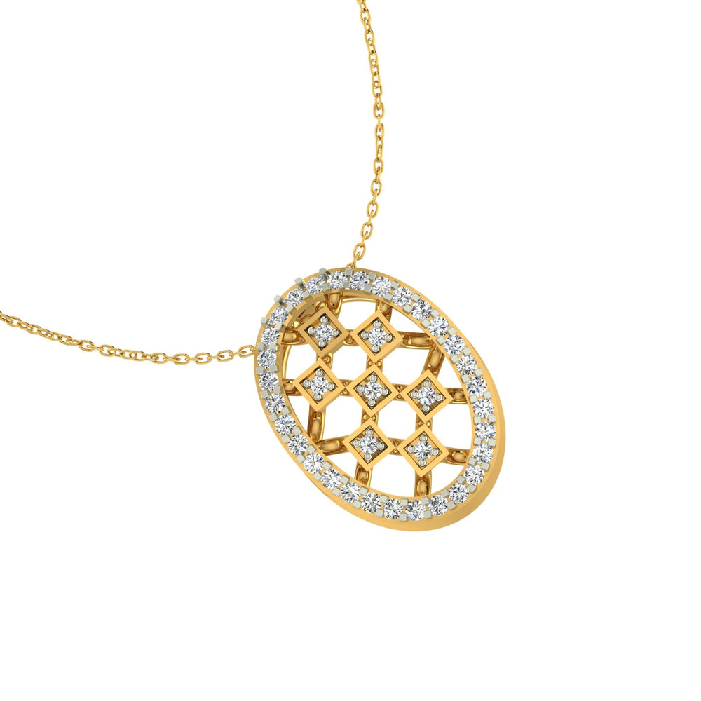 Oval Honeycomb Lattice Gold Pendant
